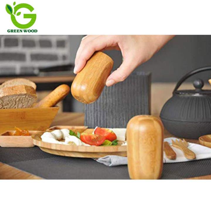 ست 2 عددی فلفل پاش و نمک پاش چوبی بامبو کد Gw52202001
